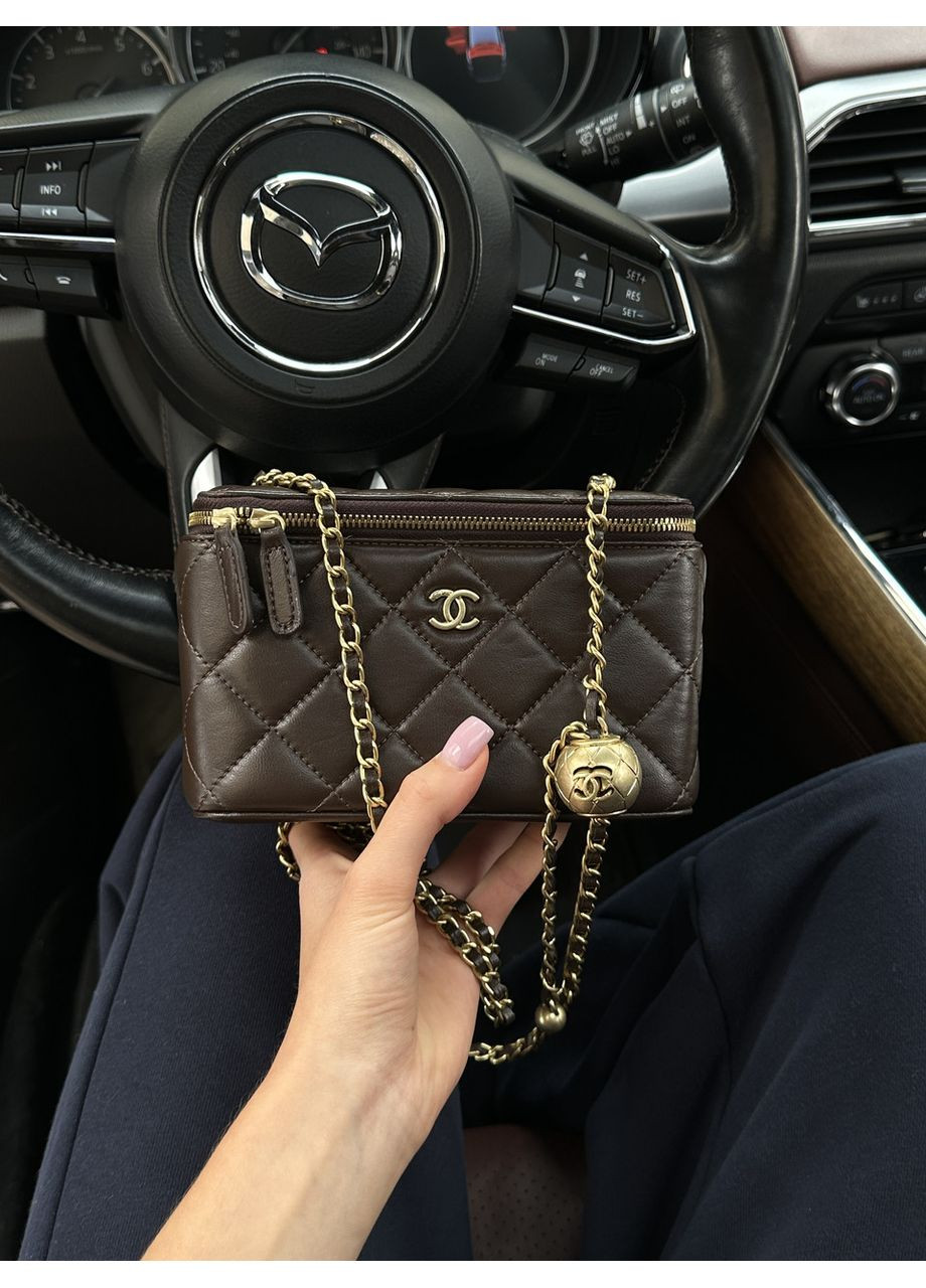 Сумка женская Classic Brown Lambskin Pearl Crush Vanity Bag Gold No Brand (362044540)