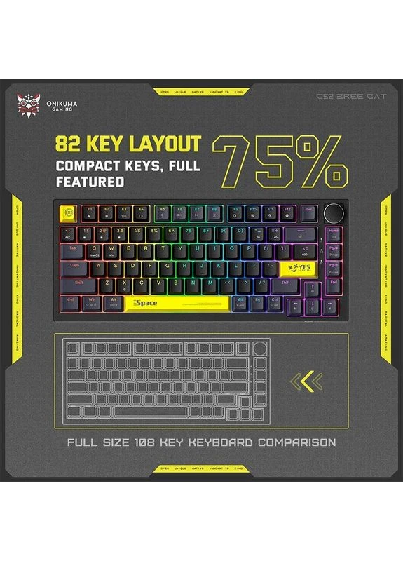 Клавіатура Type-C With RGB Wired Mechanical Keyboard 82 Keys G52 |ENG Layouts| Onikuma (396189207)