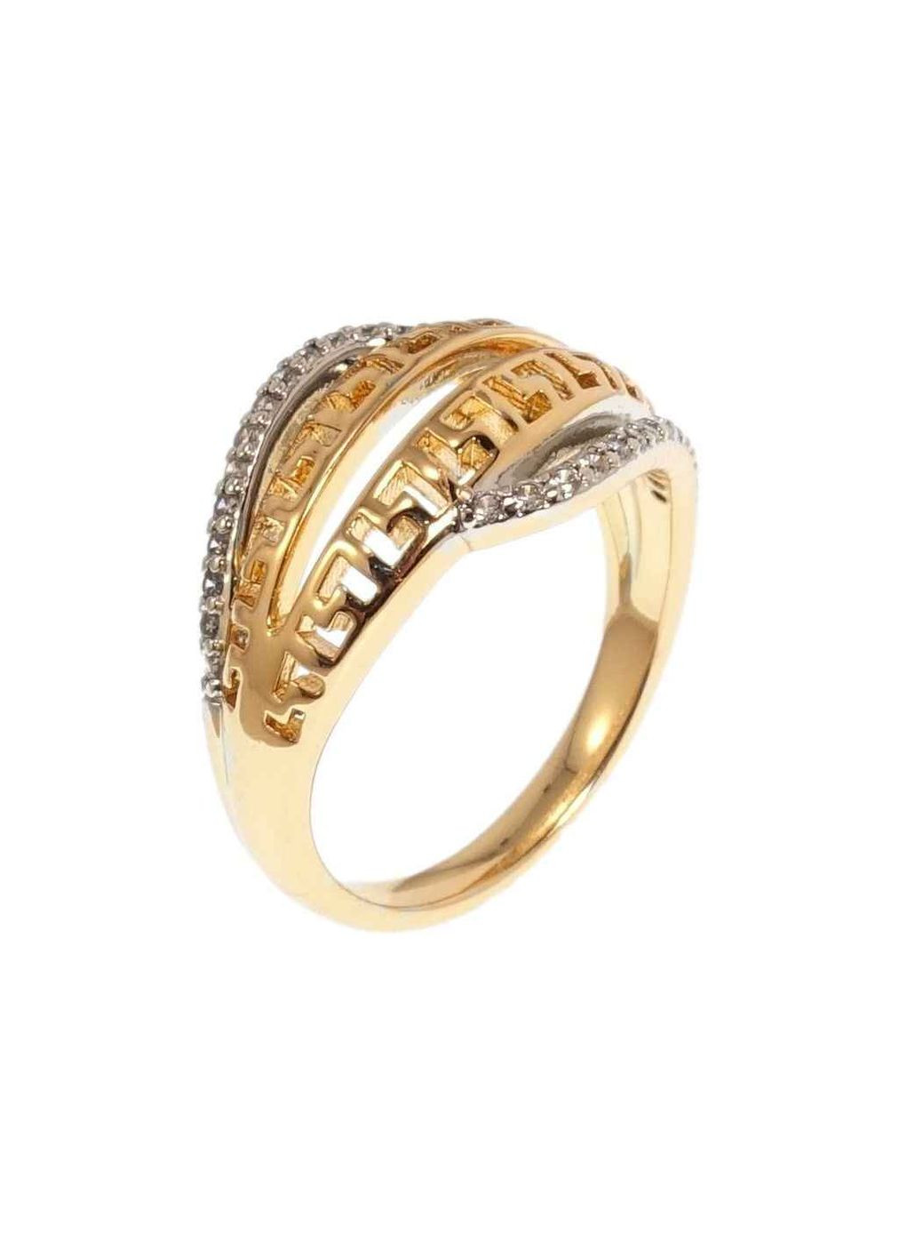 Каблучка позолота+родій "Меандровий орнамент із цирконієм" 099785 р. Xuping Jewelry (356456515)