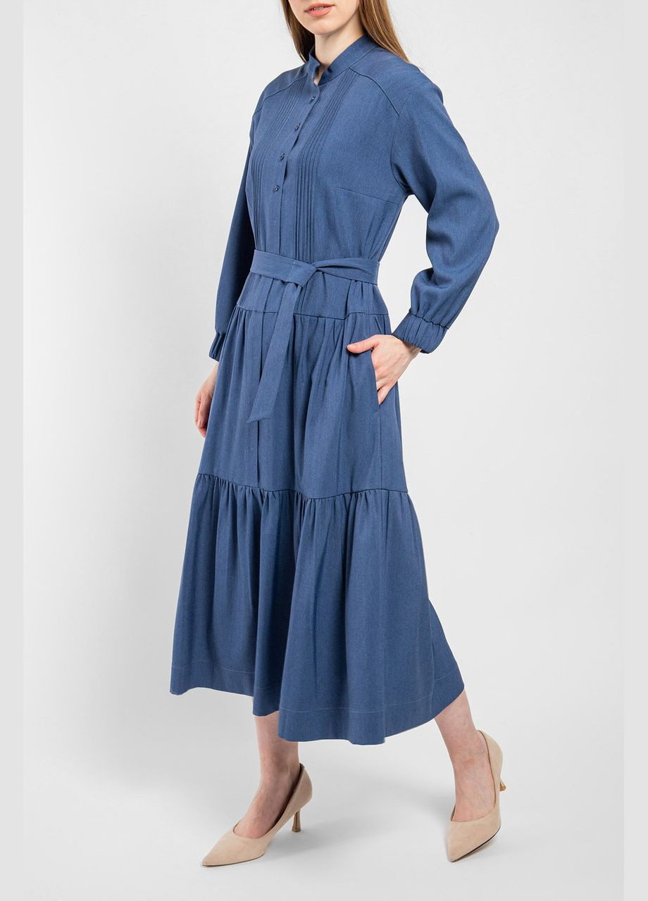 Синя кежуал плаття жіноче міді синє маріанна mkpr2109-1 Modna KAZKA