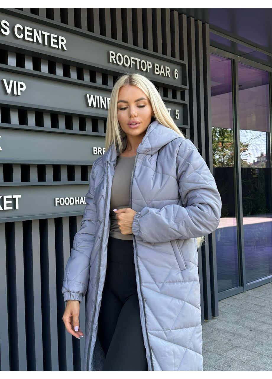 Серая зимняя ✨длинная женская куртка из плащевки канада на синтепоне замеры в описании✨ куртка-пальто DK/DL Мода без кордонів