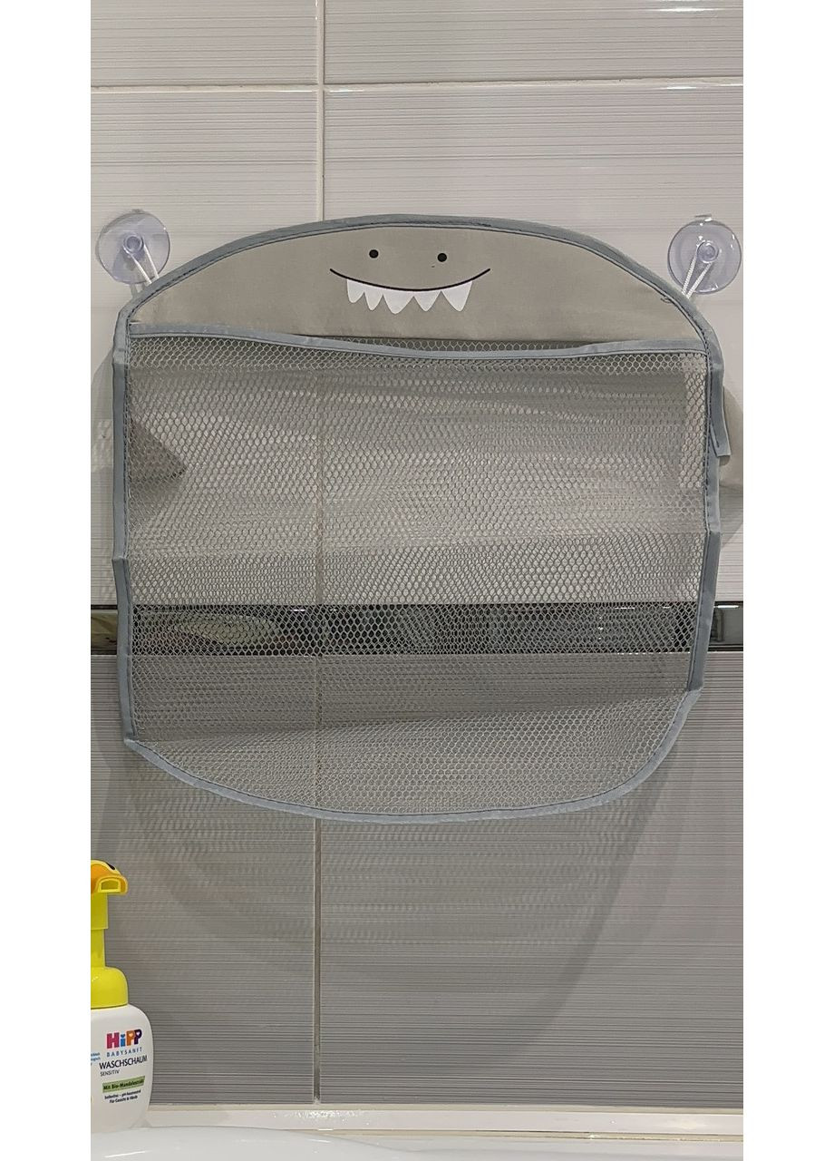 Сітка-органайзер для іграшок у ванну із присосками, сірий, дизайн акула No Brand (364553181)