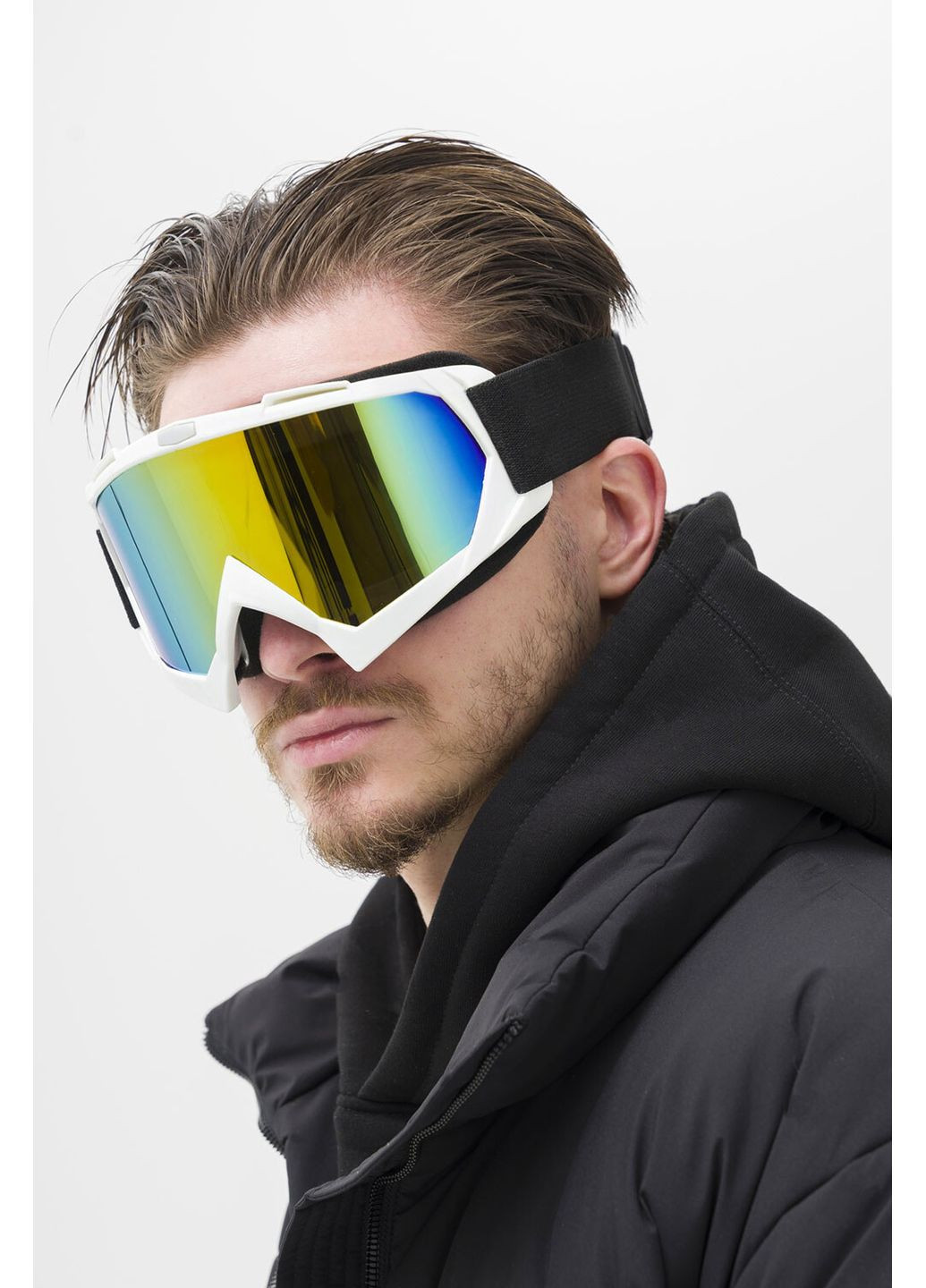 Чоловічі Лижні Окуляри Гірськолижні Маска Дзеркальна Chameleon White&Yellow Without (372520003)