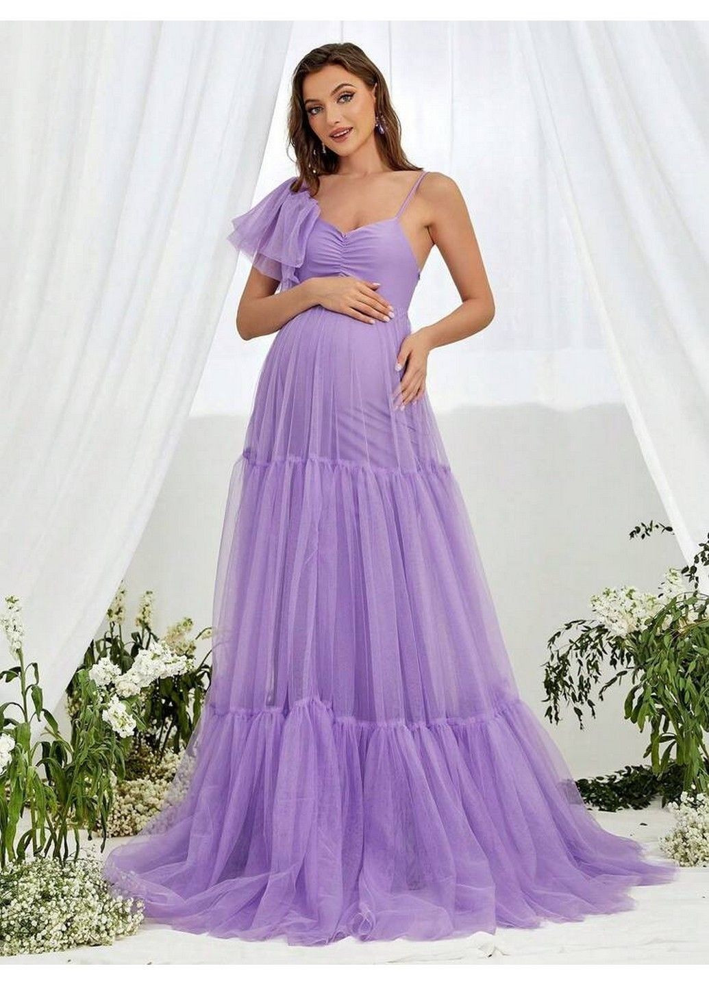 Фіолетова вечірня сукня для вагітних SHEIN однотонна