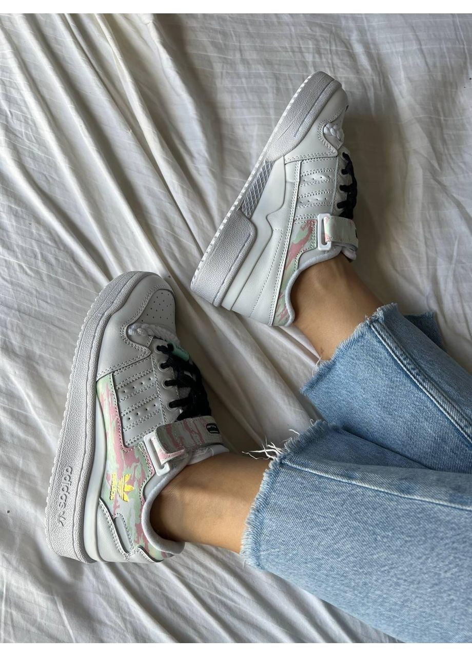 Белые демисезонные кроссовки мужские adidas forum low cloud white premium адидас форум No Brand