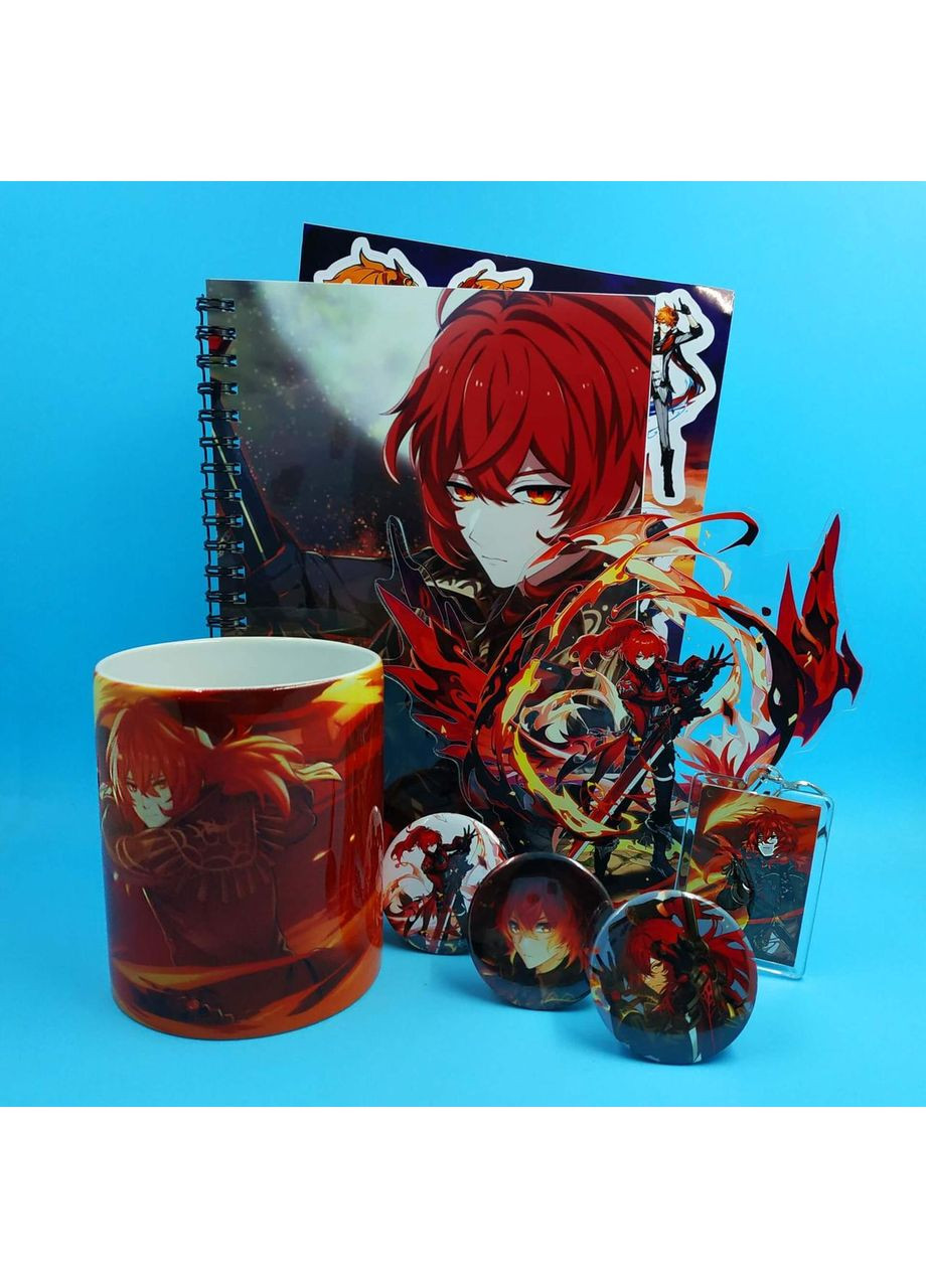 Колекційний Бокс Дилюк з чашкой і шопером із Геншин Імпакт No Brand (348358015)