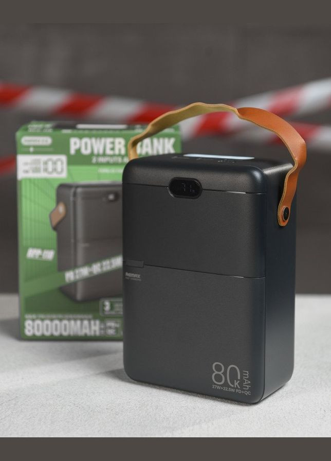 Повер банк 80000mAh Remax RPP-118 с быстрой зарядкой 22.5W и фонариком черный No Brand (314952855)