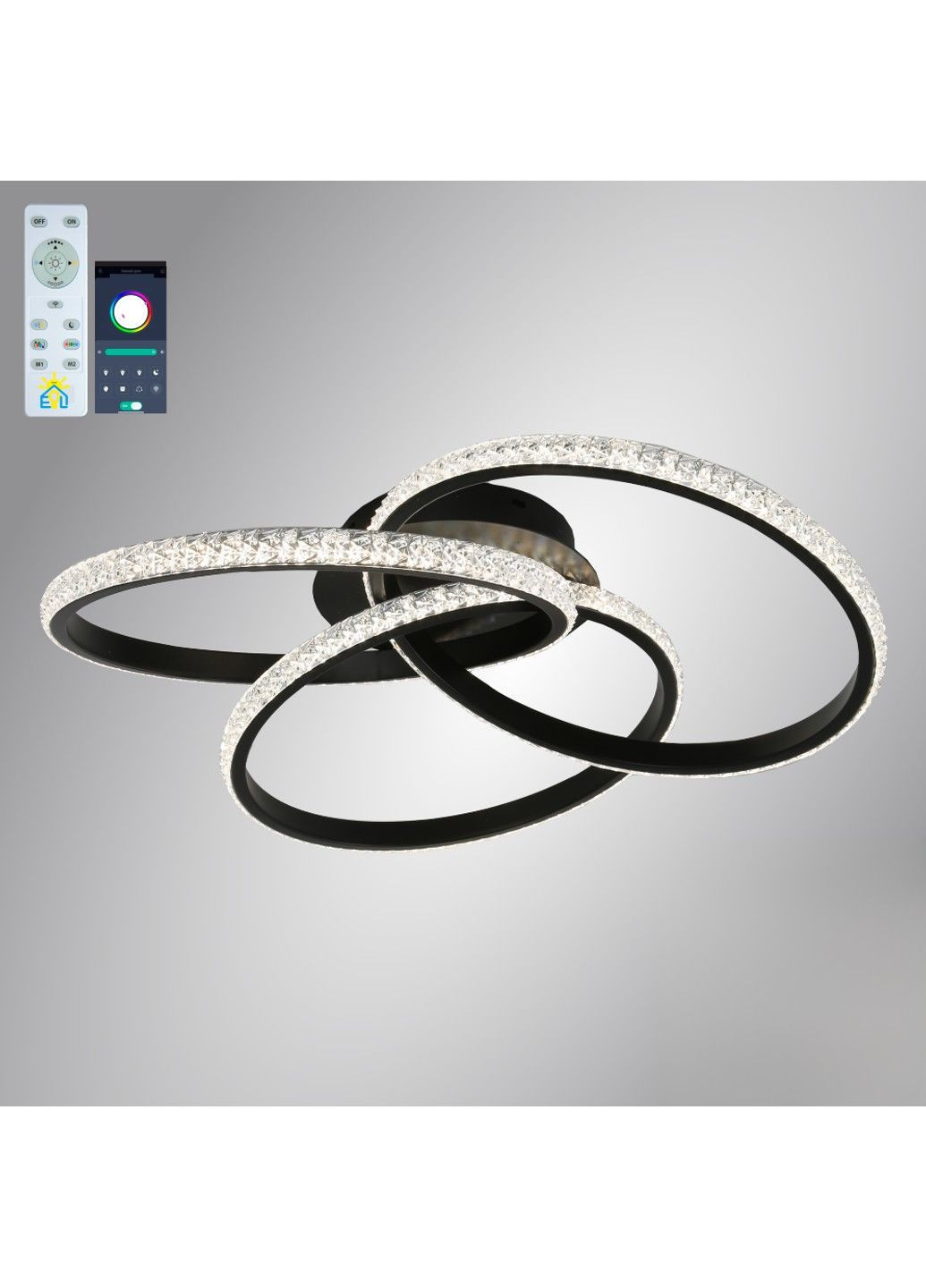 Управляемая светодиодная люстра VITA 80W 3R-APP-500x130-BLACK/WHITE/CLEAR-220-IP20 ESLLSE (301020847)