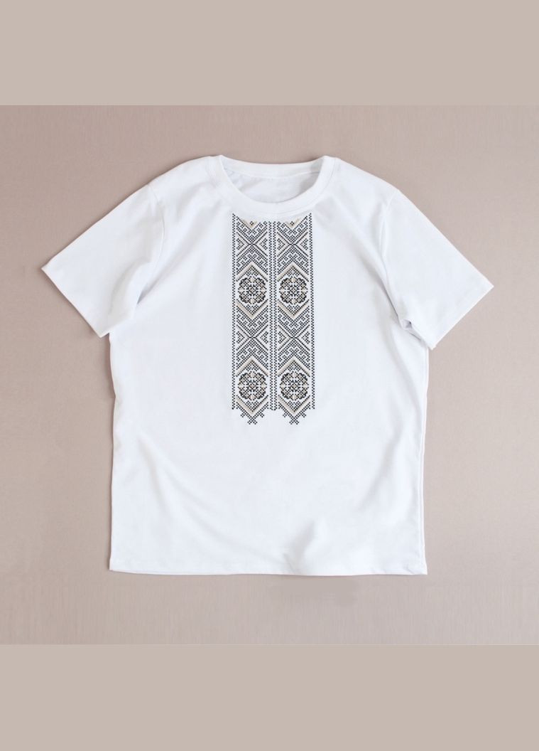 Женская вышитая футболка с цветочным орнаментом. Ladan - (301026342)