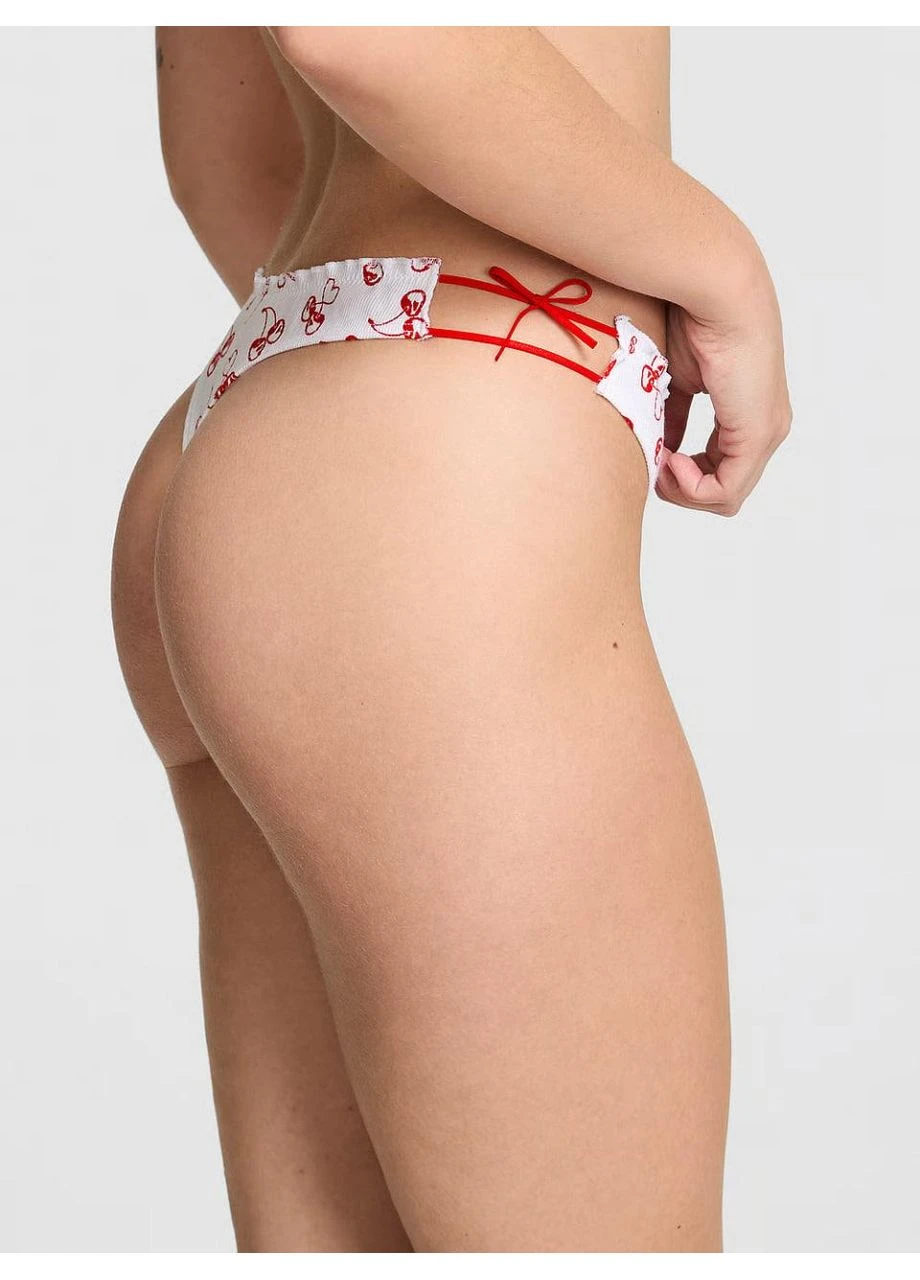 Трусики-стрінги жіночі бавовняні PINK Victorias Secret Cotton Side-Tie Panty білі Victoria's Secret (401236173)
