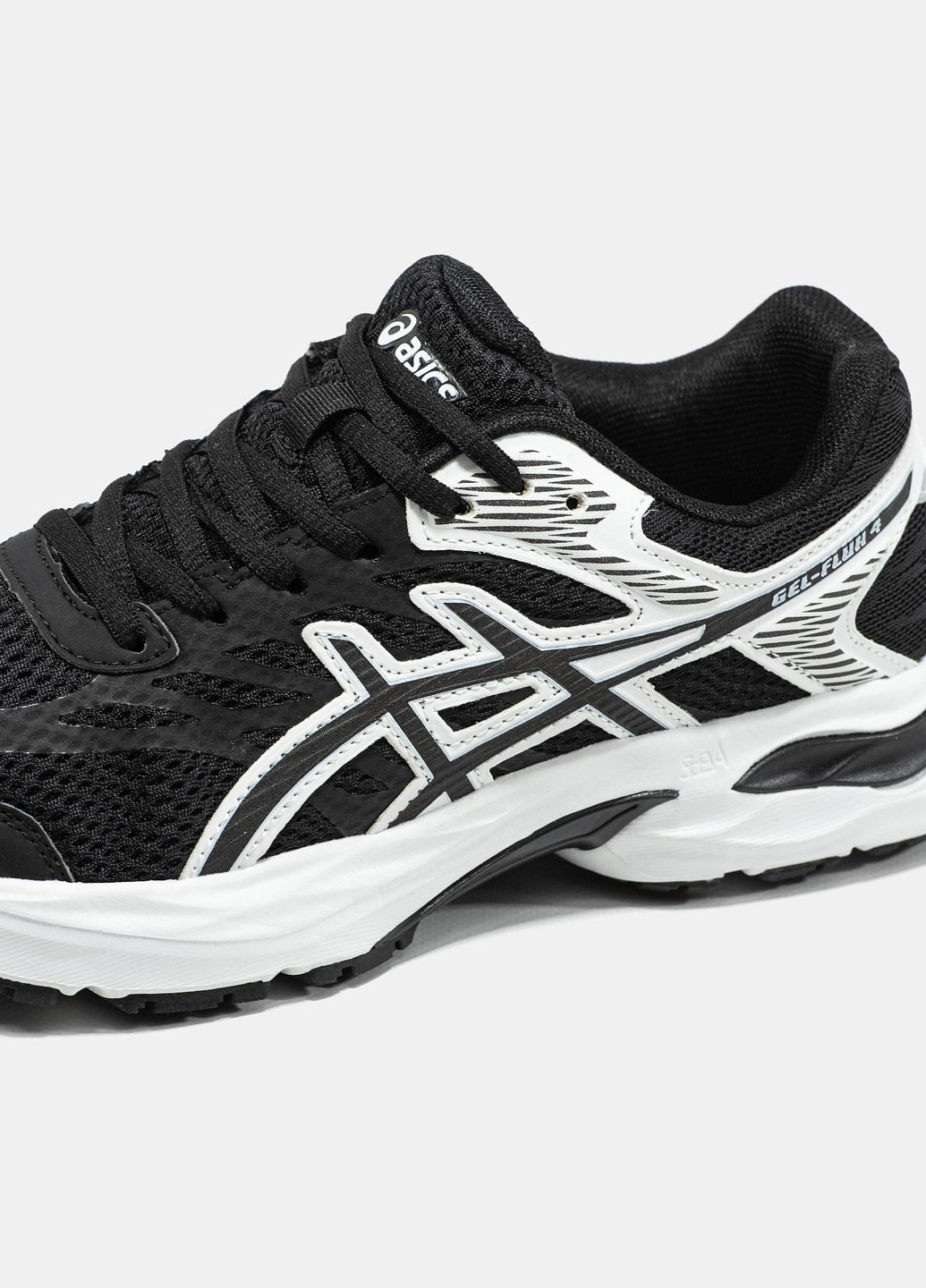 Чорні Осінні кросівки чоловічі і жіночі asics gel-flux 4 black white | асікс гель флюкс 4 чорні No Brand