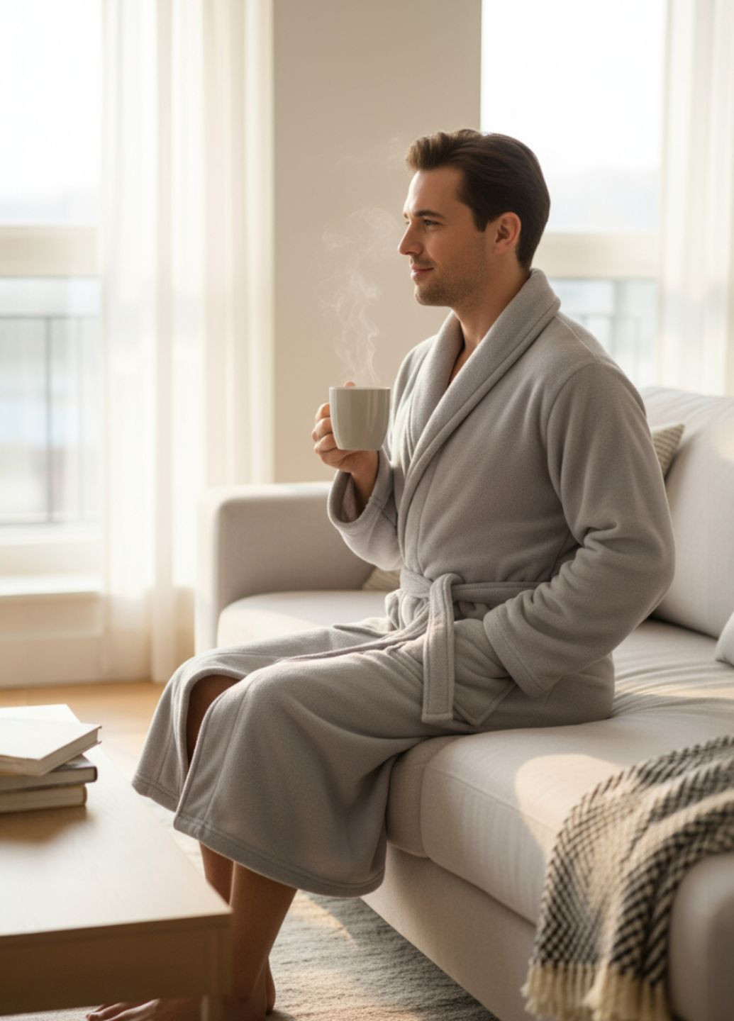 Мужской халат Livarno Dope Dyed 48/50 Серый (7866) Livarno home (362411239)