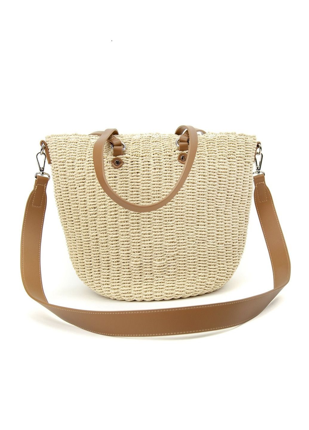 Сумка містка жіноча плетений літній шоппер бежевий Italy RoyalBag F-IT-2101B (331532800)