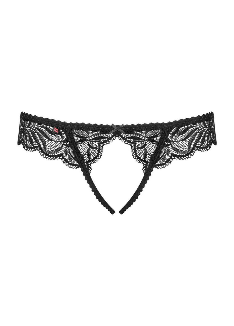 Мереживні танга з доступом Contica crothchles thong S/M, чорні Obsessive (303878578)