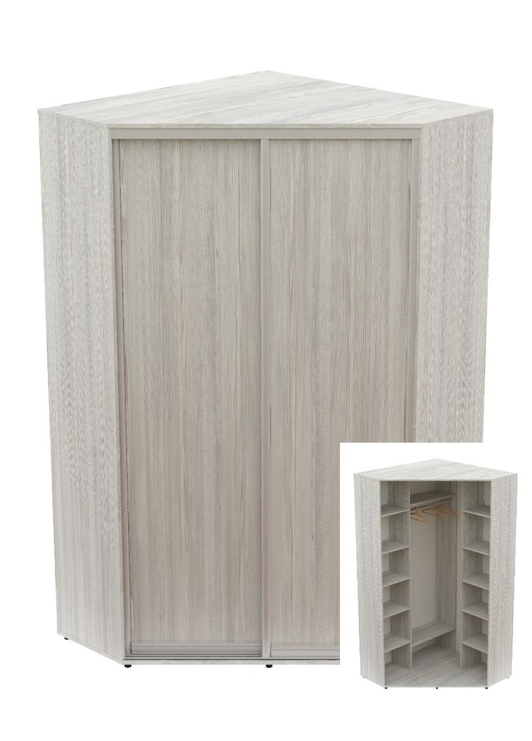 Шафа-купе дводверна кутова 150*150*250 Сосна Натті 2 двері ДСП Угол-5 Алекса (360469447)