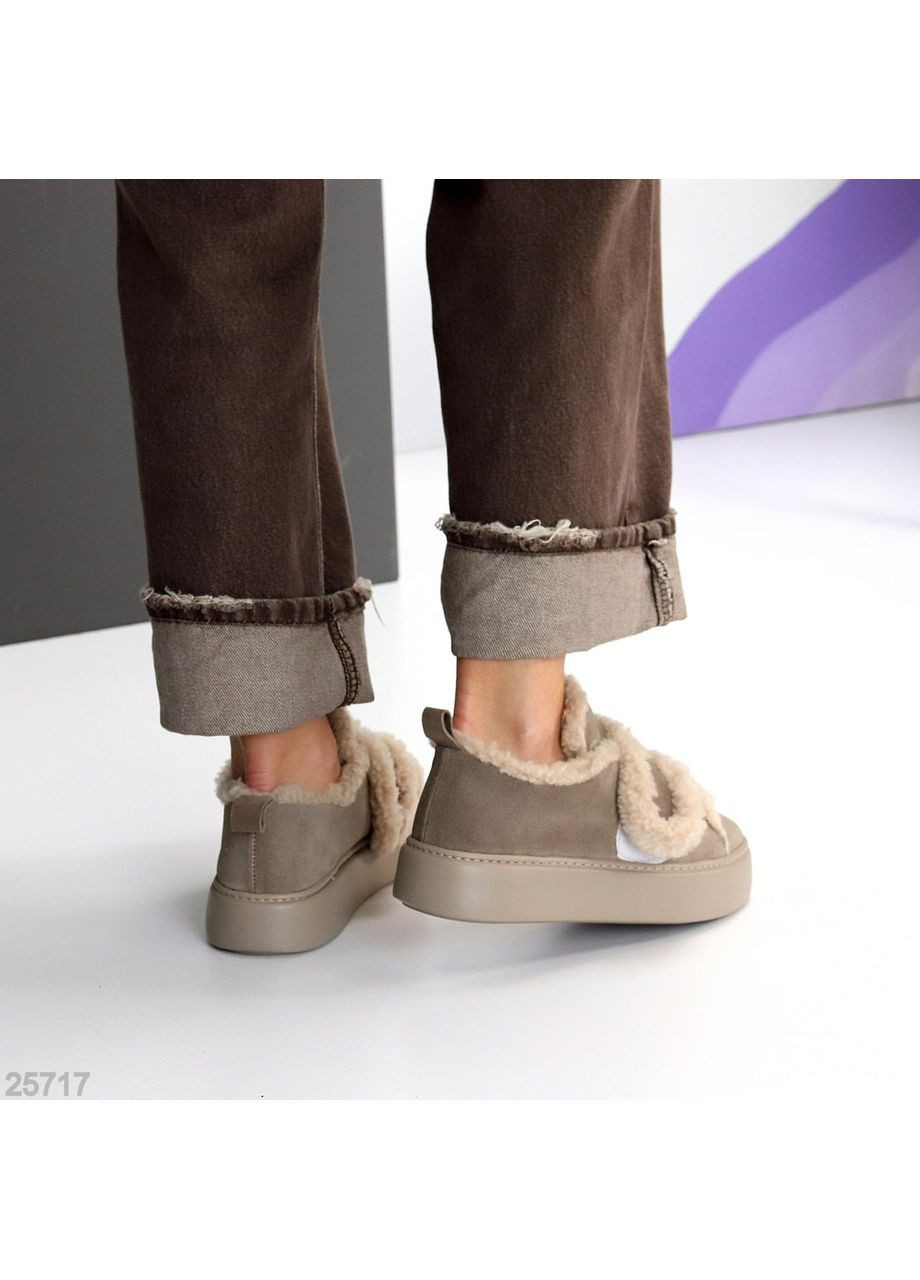 No Brand Зимние лоферы бежевый з натуральная замша, — зима (368375858)