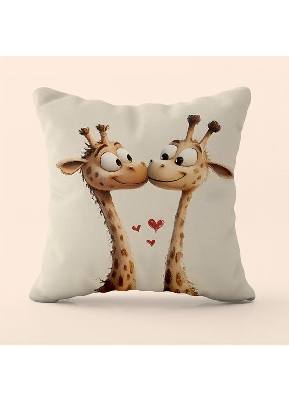Подушка 3D Влюбленные жирафы 4539_D 18102 35х35 см FlexDress (368783876)