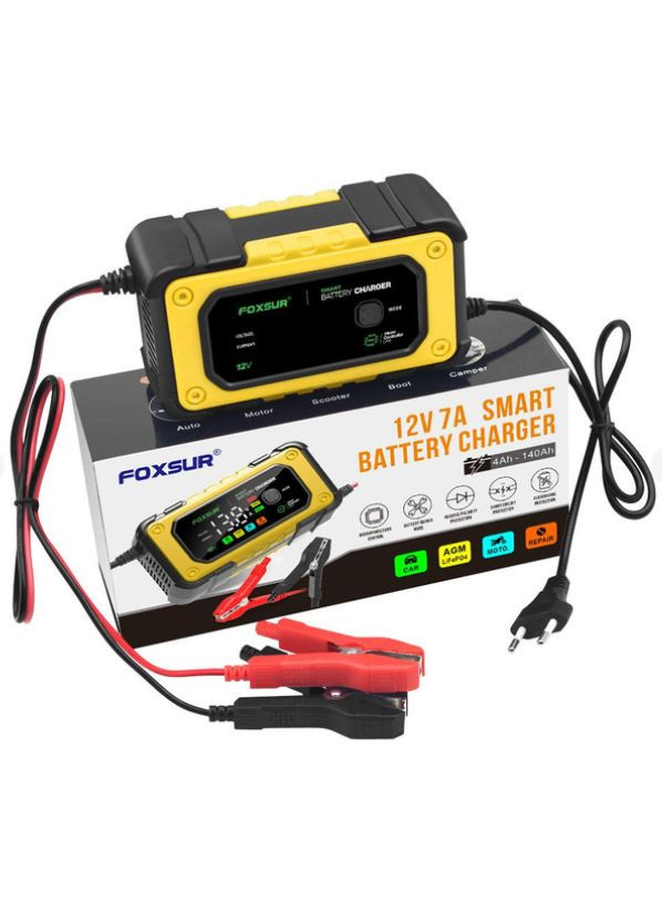 Автоматическое зарядное устройство для аккумулятора 12В 7А с функцией восстановления Foxsur (308053379)