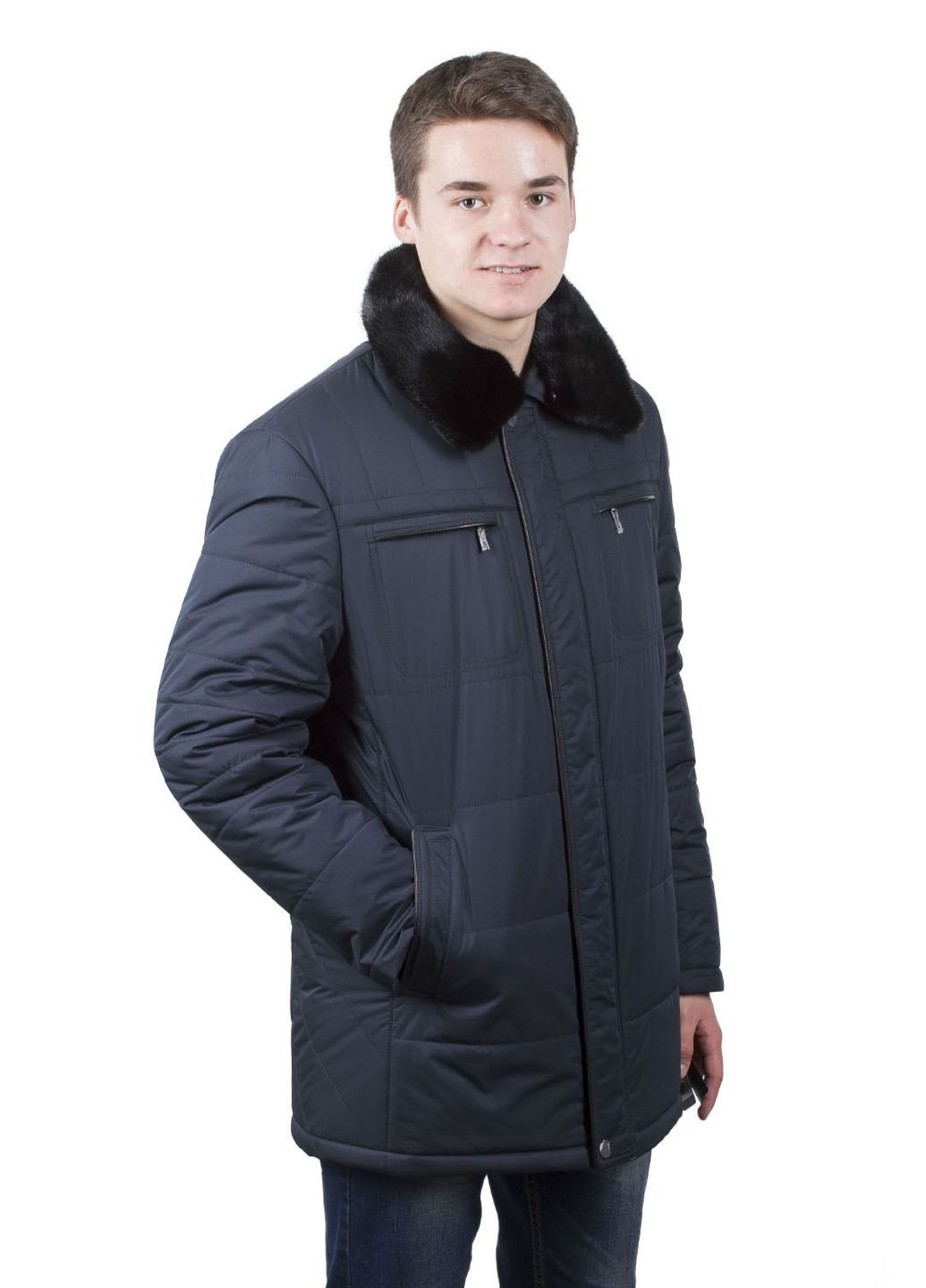 Синя зимня чоловіча зимова куртка з хутром норки thinsulate™ синя casual envaross (, ), 34709 No Brand