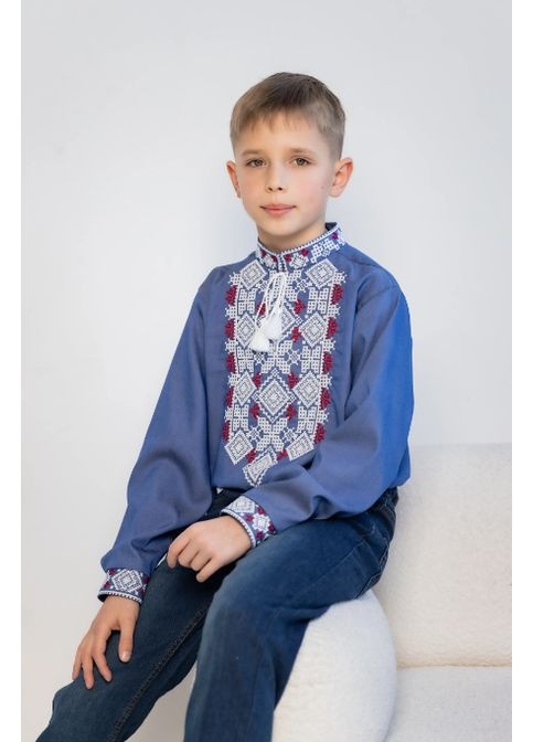 Вишиванка для хлопчика Богодар синя з біло-вишневим Galychanka 7422 (355802403)