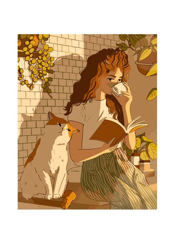 Картина за номерами для дорослих Відпочинок з котом акрилова розвивальна см Strateg (362424312)