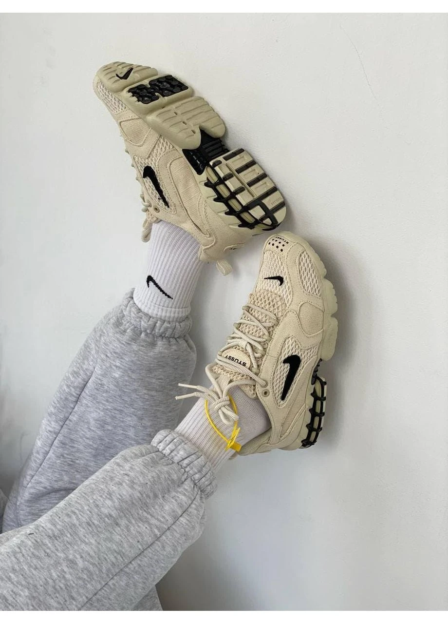 Бежеві кросівки чоловічі nike x stussy air zoom spiridon cage 2 beige найк стусі бежеві демісезон No Brand