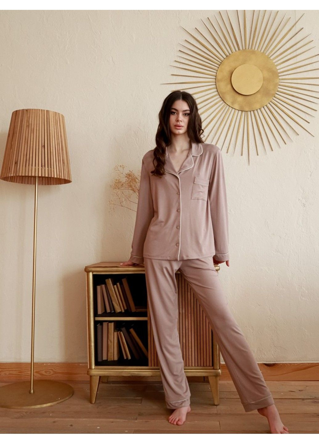 Кавова 3175 solomia штани жіночі домашні Komilfo