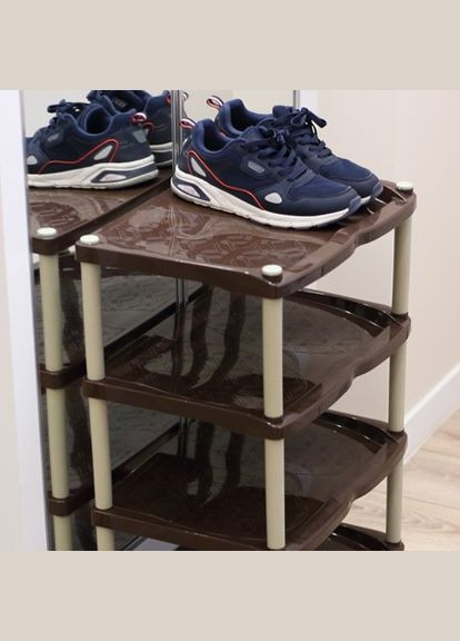 Пластикова коричнево-бежева етажерка для взуття 5 ярусів Ефе-пластік Efe Plastics (303210817)