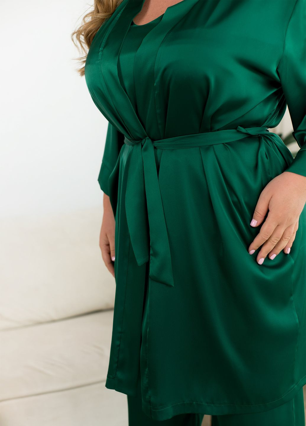 Зелений демісезонний домашній комплект трійка No Brand