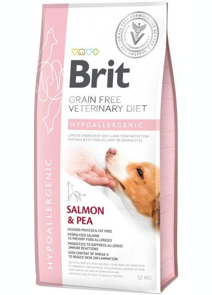 Сухой корм VetDiets Hypoallergenic 12 kg (для взрослых собак при пищевой аллергии) Brit (292259588)