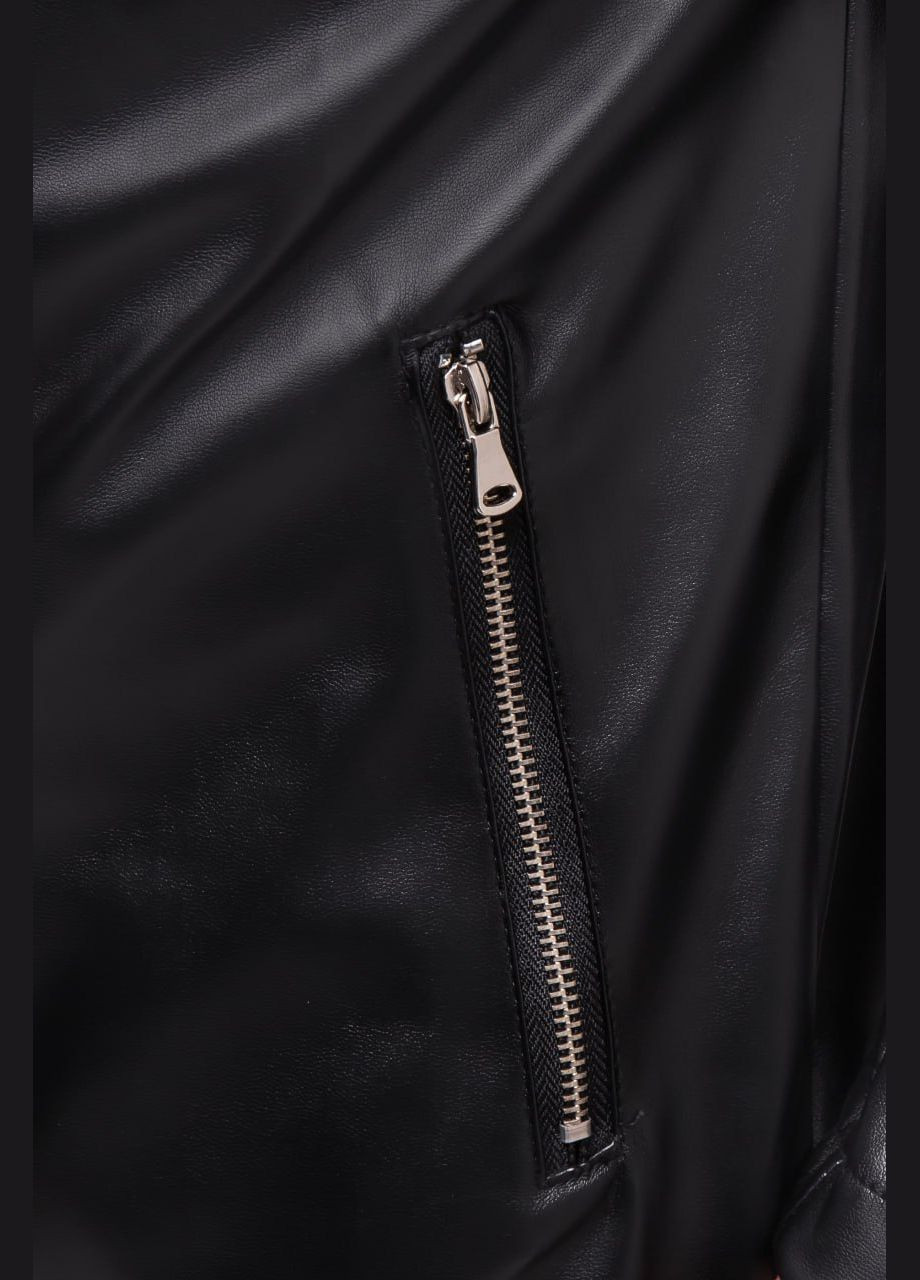 Чорна демісезонна шкіряна куртка чорна комір стійка єко-шкіра No Brand