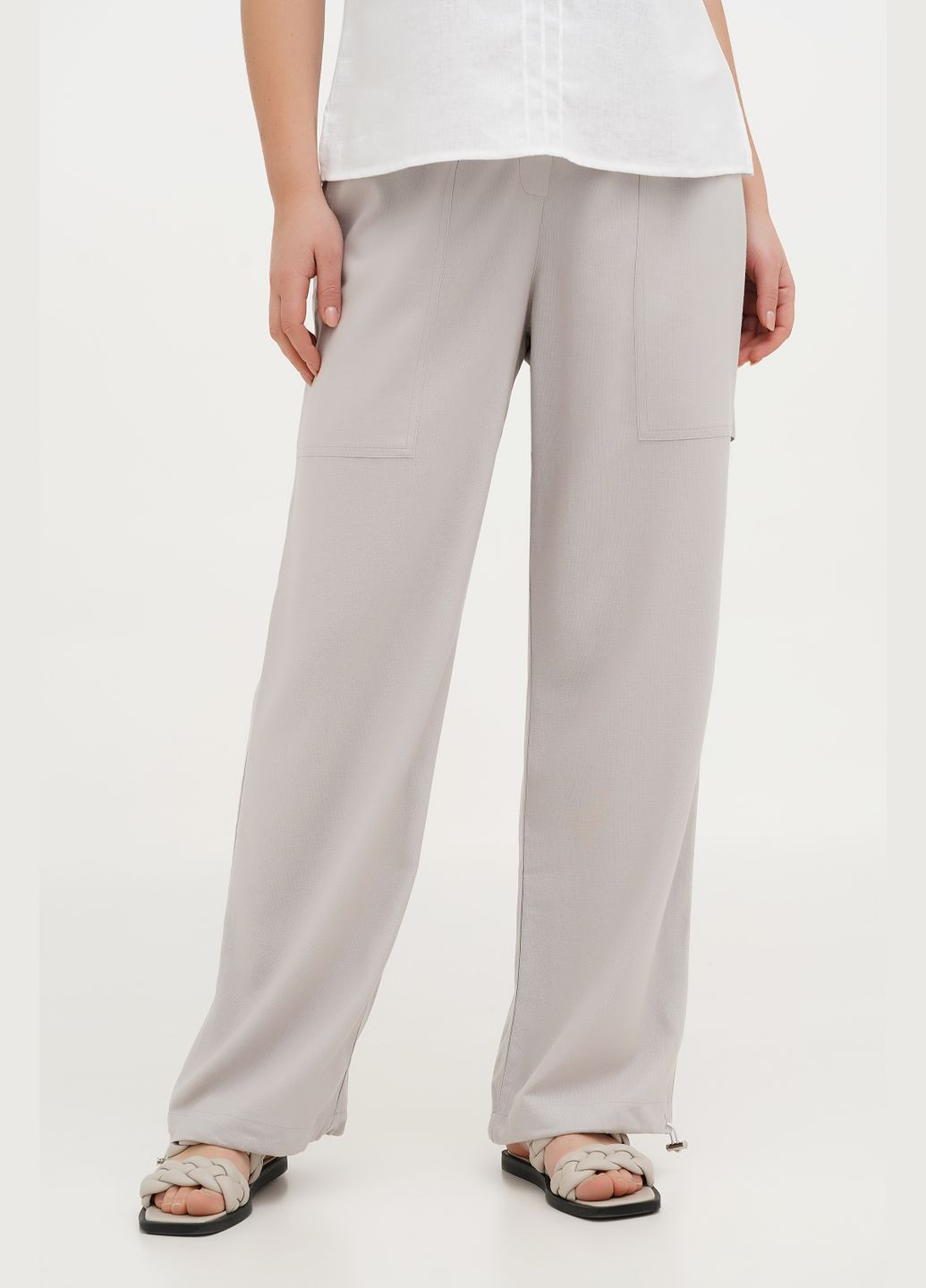 Штани жіночі з напів льону на блискавці та резинці Степ, з кишенями., р., код 8430/58/1122 ГАЛЕРЕЯ ЛЬОНУ (333164622)