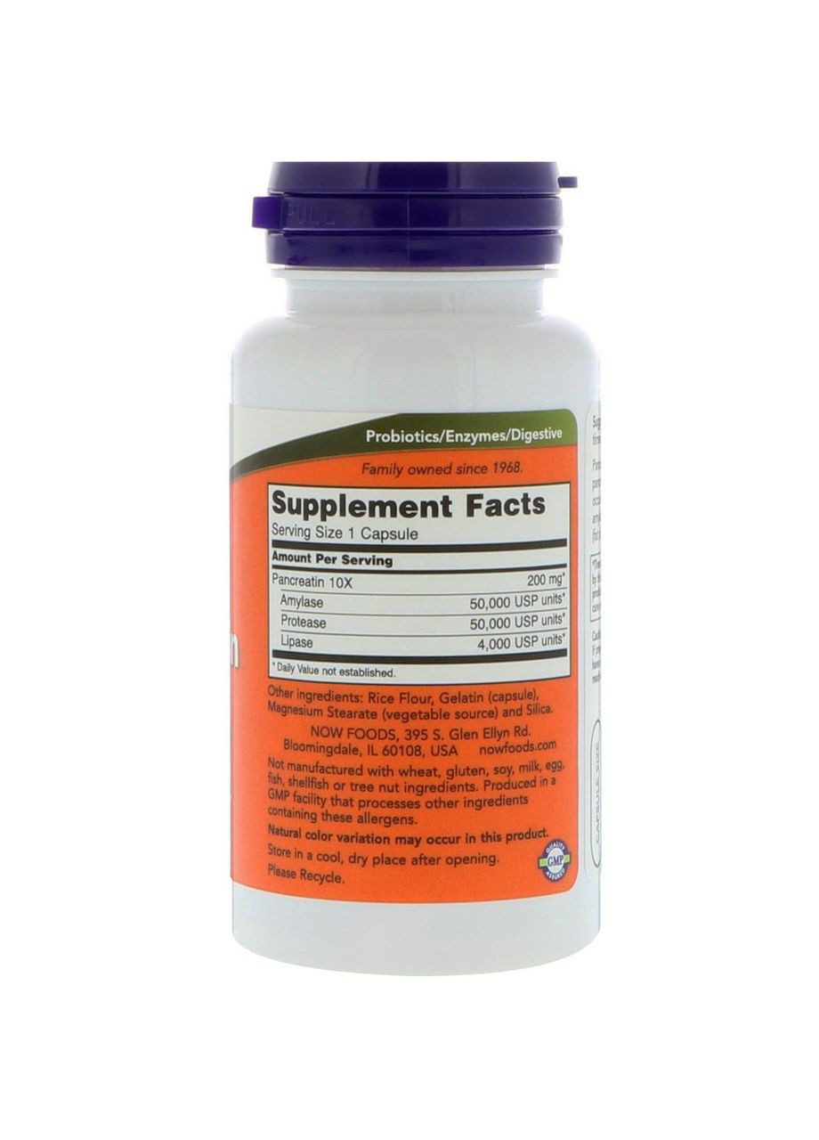 Панкреатин, Pancreatin,, 10X 200 мг, 100 капсул Now Foods (364311927)