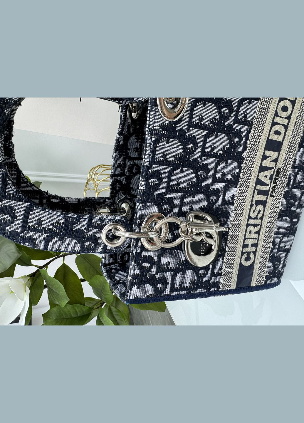 Женская сумочка Диор Текстиль синяя, текстильные ручки ЛЮКС No Brand (322452481)