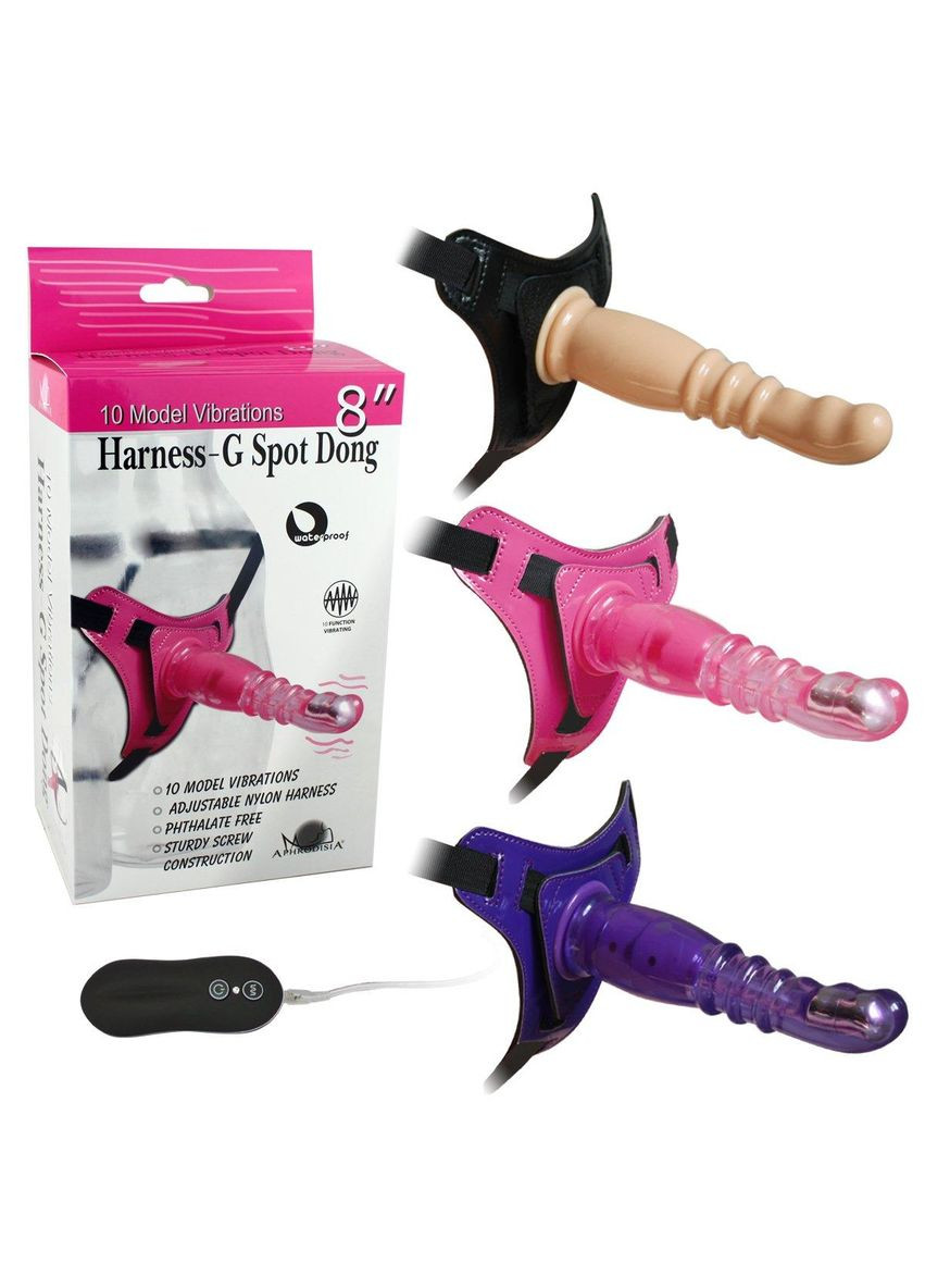 Страпон с вибрацией Strapon Herness G Spot Dong на пояс Фиолетовый No Brand (303904194)