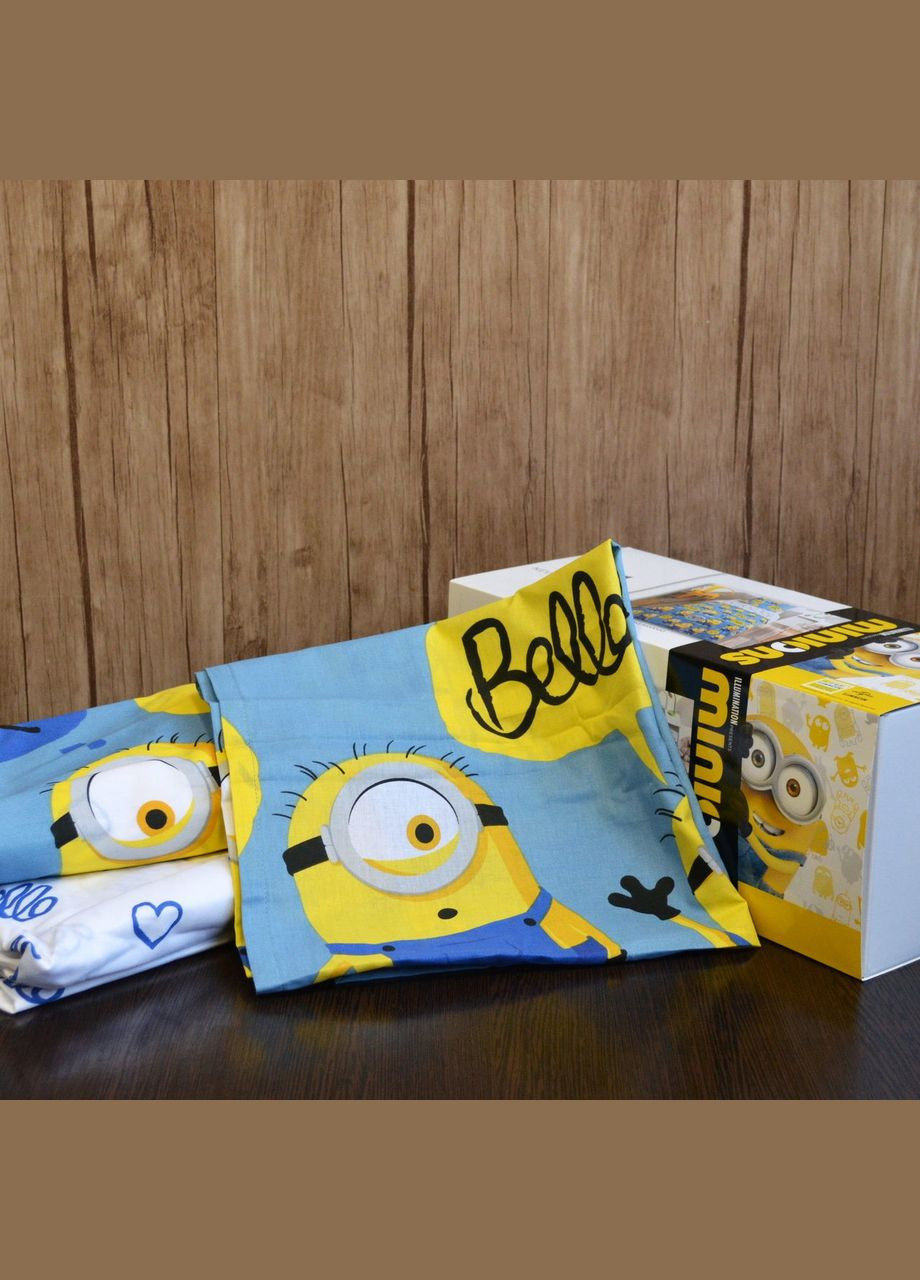 Дитяча постільна білизна полуторна з простирадлом на резинці Ранфорс Disney Minions Bananas T40561 Tac (324606306)