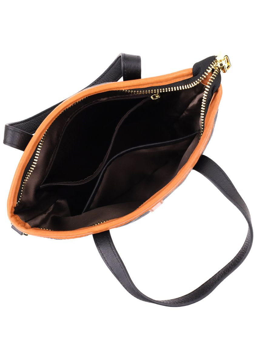 Женская кожаная сумка с коричневой вставкой на лицевой стороне 22997 Vintage (360428576)