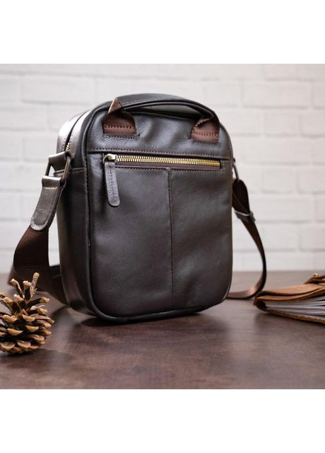 Сумка планшет через плече чоловіча з натуральної шкіри маленька Коричневий 36627 Shvigel (353689970)