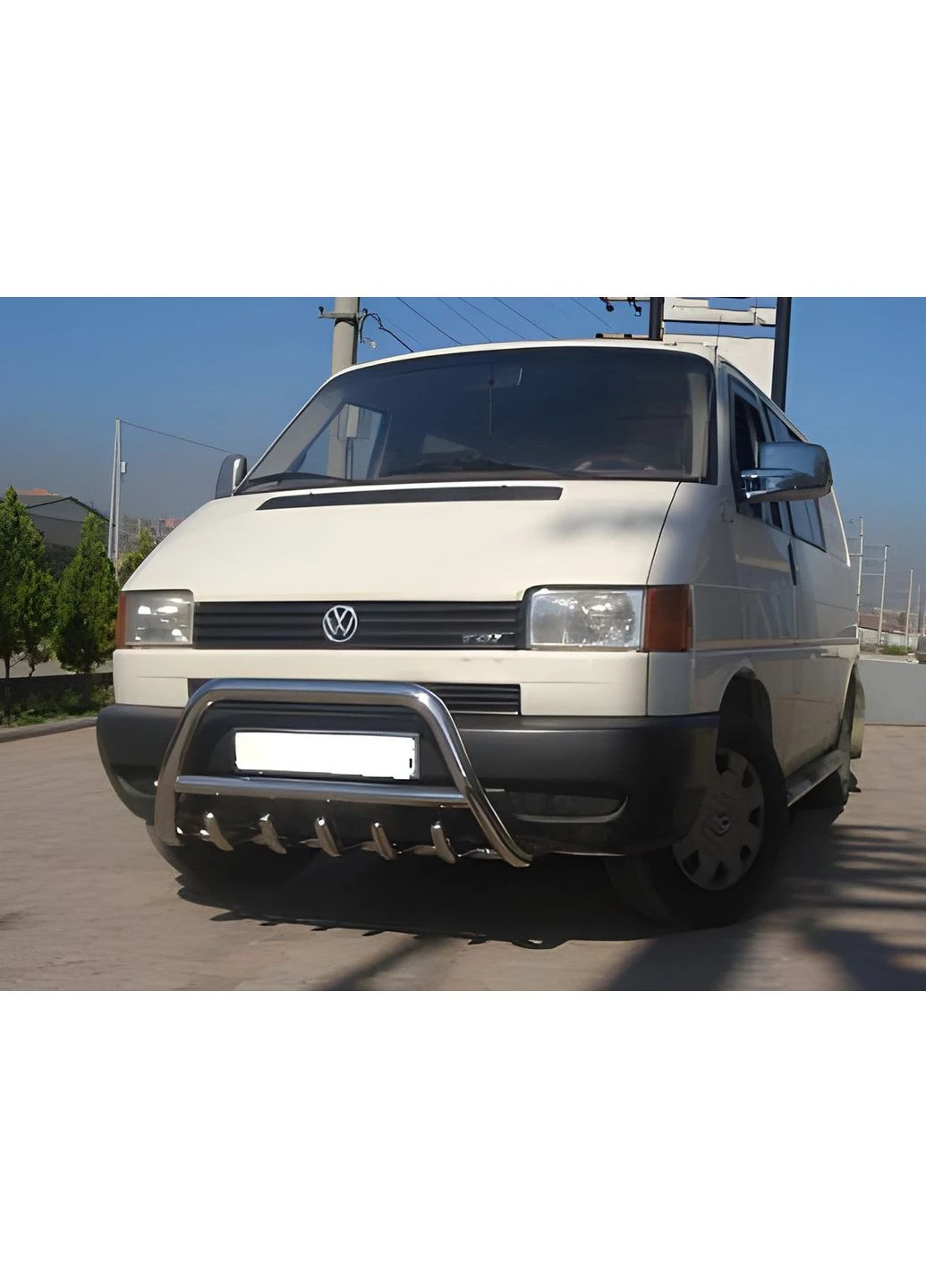 Кенгурятник WT003 60мм (нерж) 60мм, з написом для Volkswagen T4 Transporter 1990-2003 рр CAN (391759675)