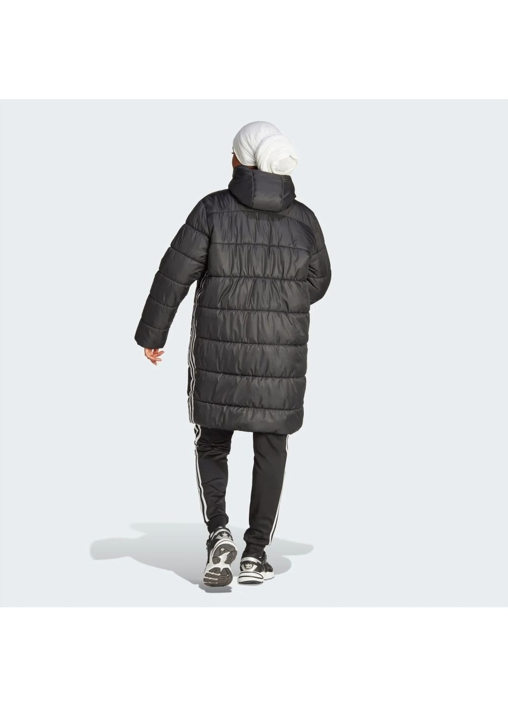 Черная женская парка adicolor long jacket black ii8456 adidas