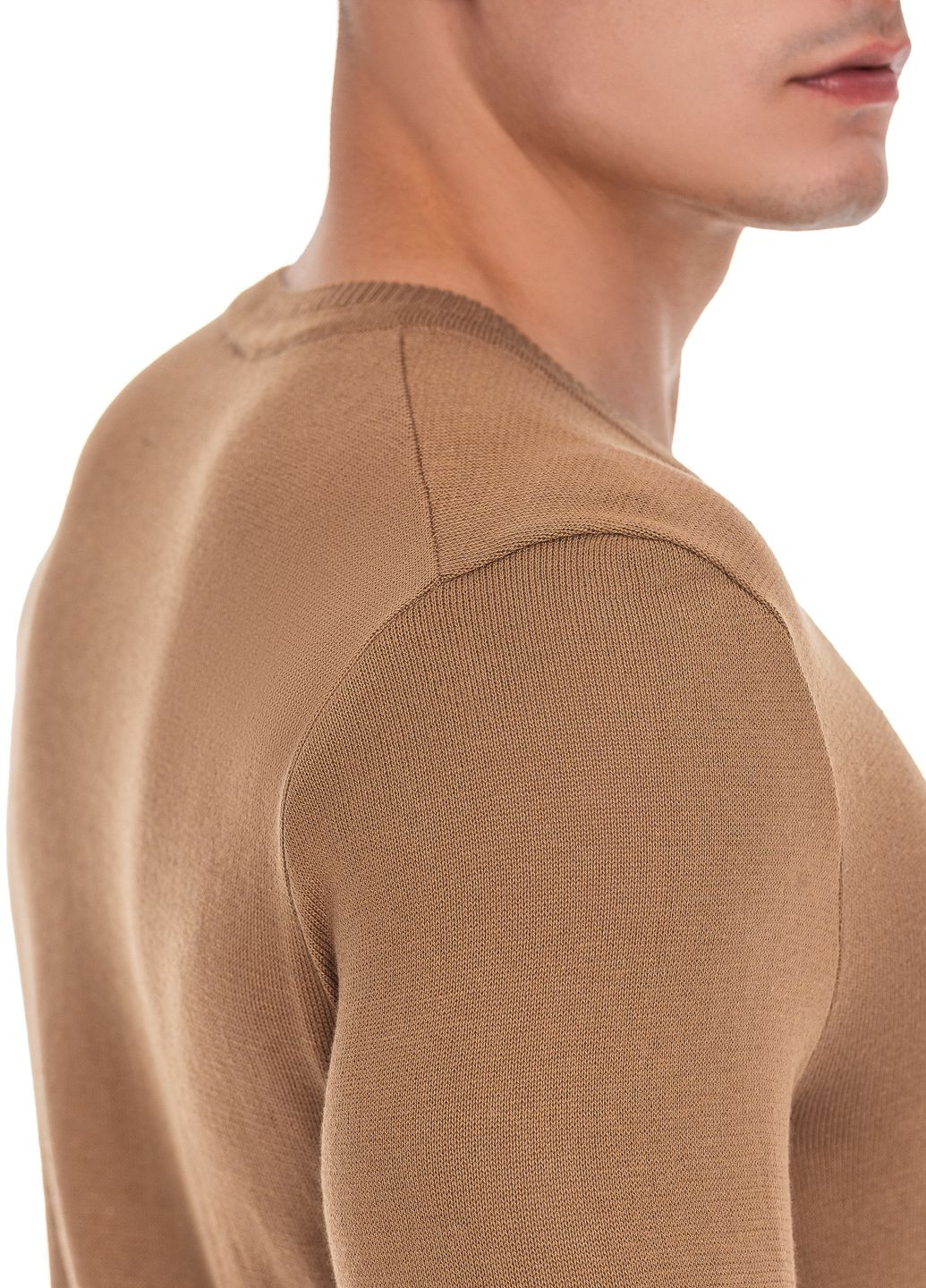 Коричневий бавовняний тонкий чоловічий светр SVTR