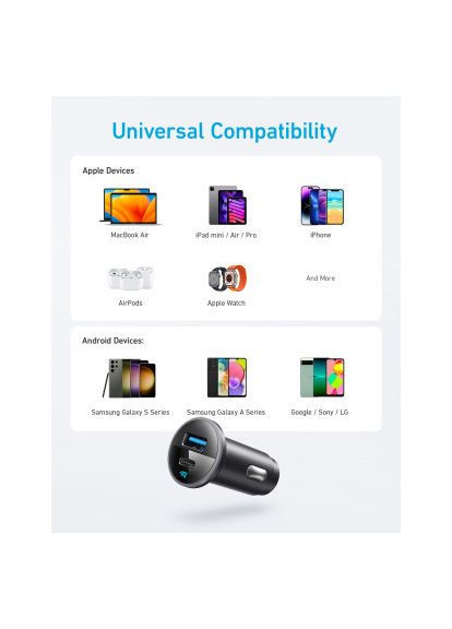 Зарядний пристрій PowerDrive 323 30W PD + 22.5W USB-A Black (A2735G11) Anker PowerDrive 323 30W PD + 22.5W USB-A Black (370021333)