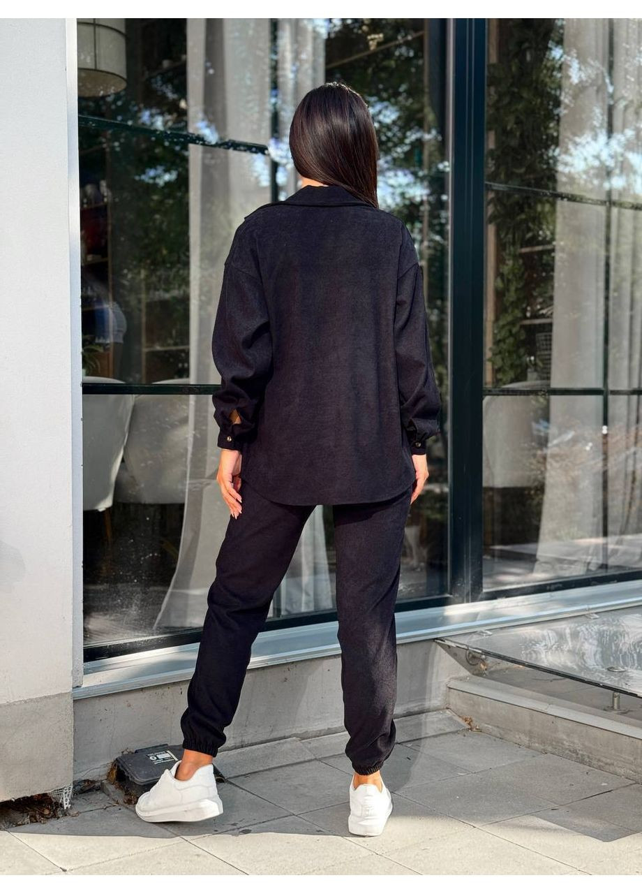 Вельветовый костюм на пуговицах черного цвета 34380 No Brand (356952138)