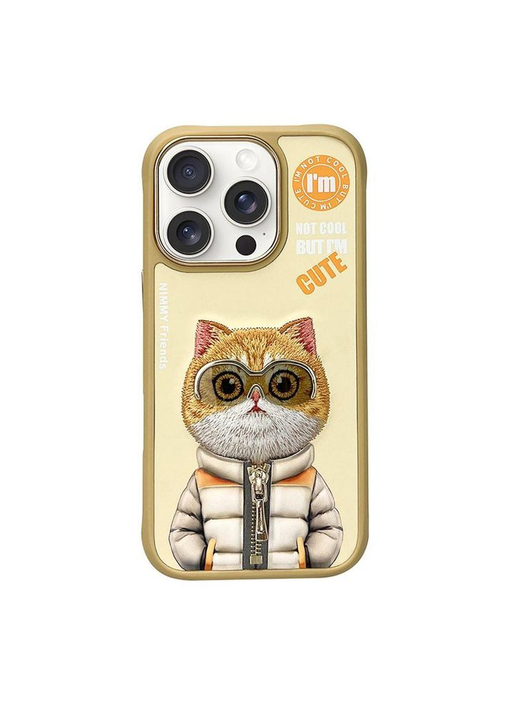 Чохол TPU+PC Nimmy 3D with Metal Buttons для iPhone 16 Pro Cat Khaki No Brand (335008414)