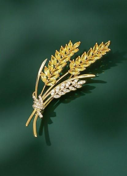 Брошь "Колосья пшеницы", два колоска, брошка шпилька, символ Украины, желтая SHE (294635625)