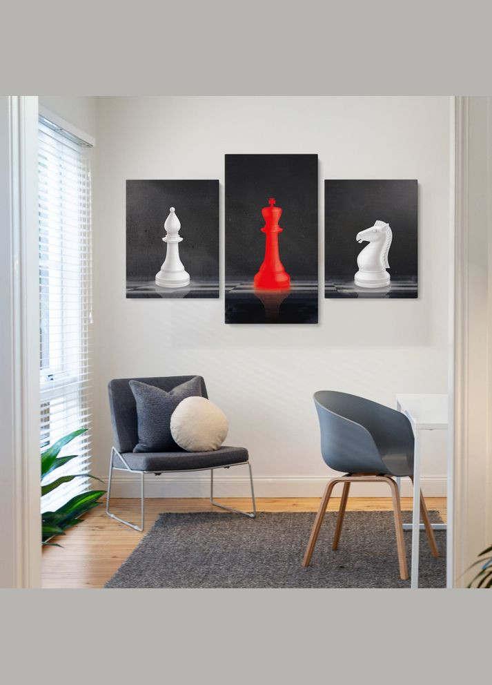 Модульная картина из трех частей 96x60 см Шахматы (MK322026) Malevich Store (333338840)