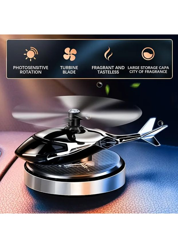 Ароматизатор автомобільний у вигляді Гелікоптера на сонячній батареї. Чорний No Brand (358932554)