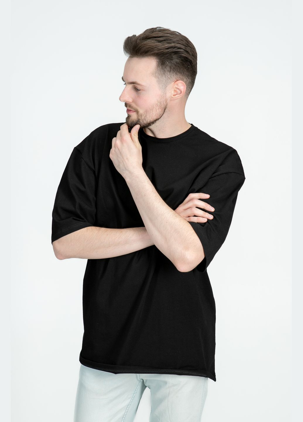 Чорна чорна футболка базова з подовженим рукавом чоловіча xl(52) з коротким рукавом TvoePolo