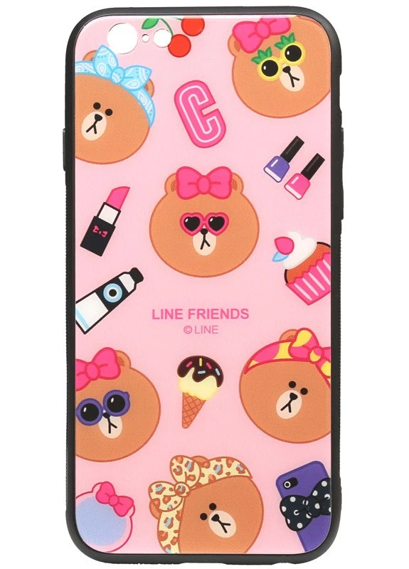 Чехолнакладка Cartoon Print Glass Case Apple iPhone 6/6s Line friends Linc Toto (301782765)