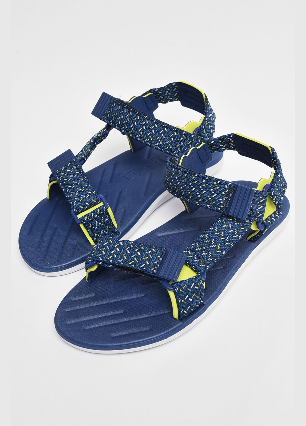 Пляжные сандалии мужские синего цвета Let's Shop на липучке
